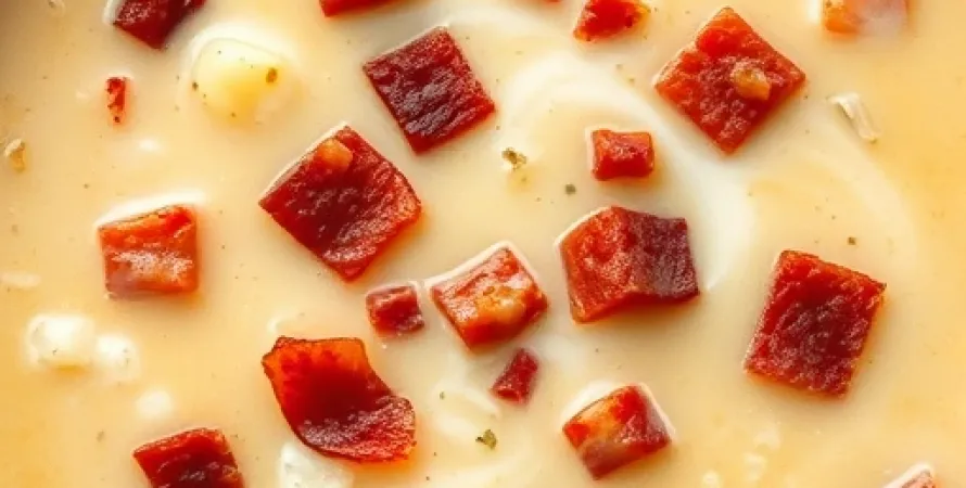 Potage de pommes de terre au bacon fumé