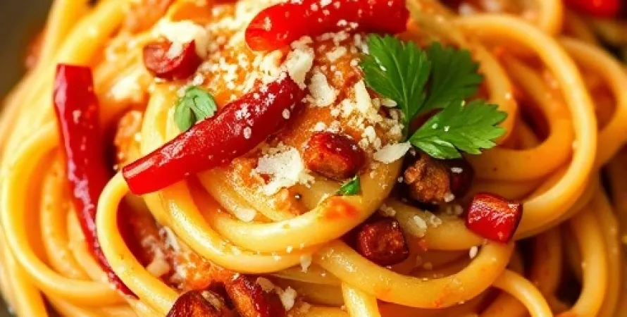 Fettuccines à la sauce crémeuse épicée