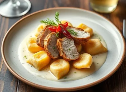Pâtes au poulet et sauce au vin blanc