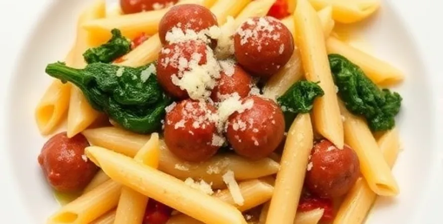 Penne à la saucisse et au chou kale