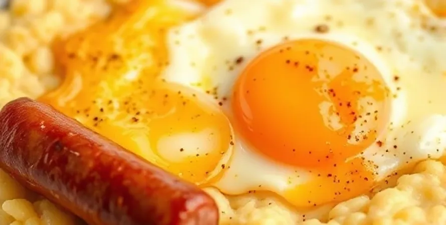 Petit déjeuner aux saucisses et grits