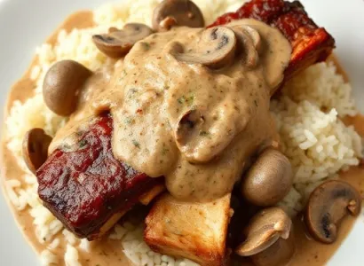 Côtes de porc crémeuses au riz