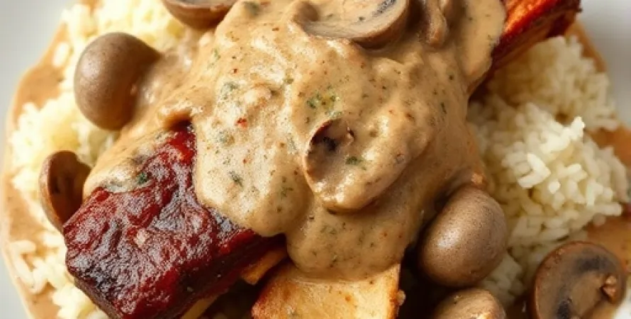 Côtes de porc crémeuses au riz