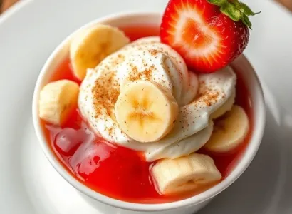 Dessert aux bananes et aux fraises