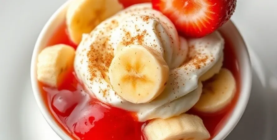 Dessert aux bananes et aux fraises