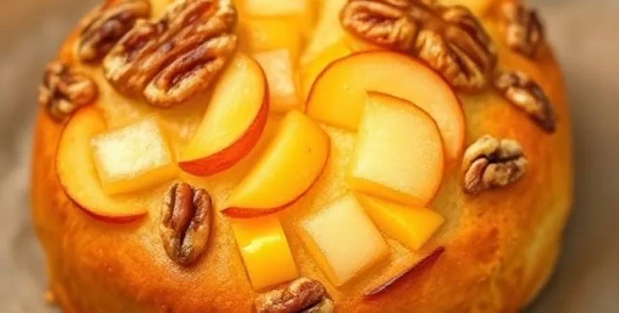 Pain aux pommes, cheddar et noix