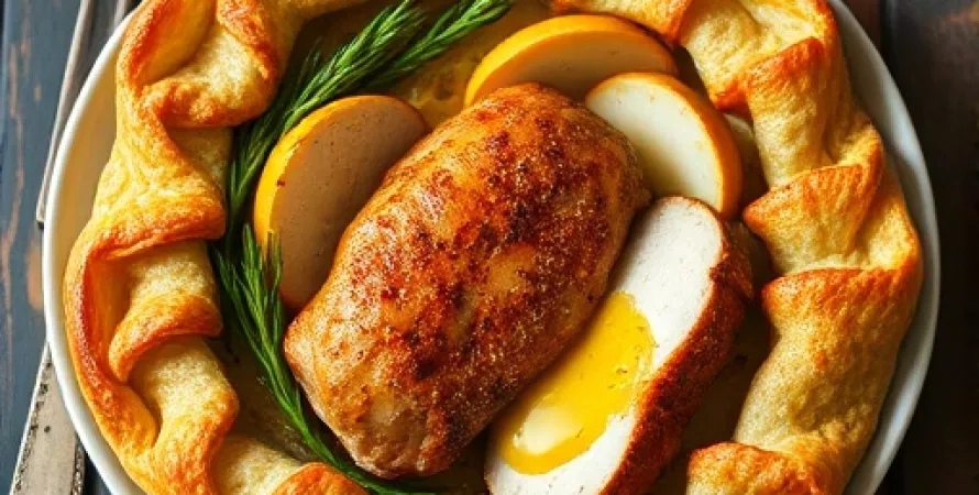 Poulet et légumes en croute