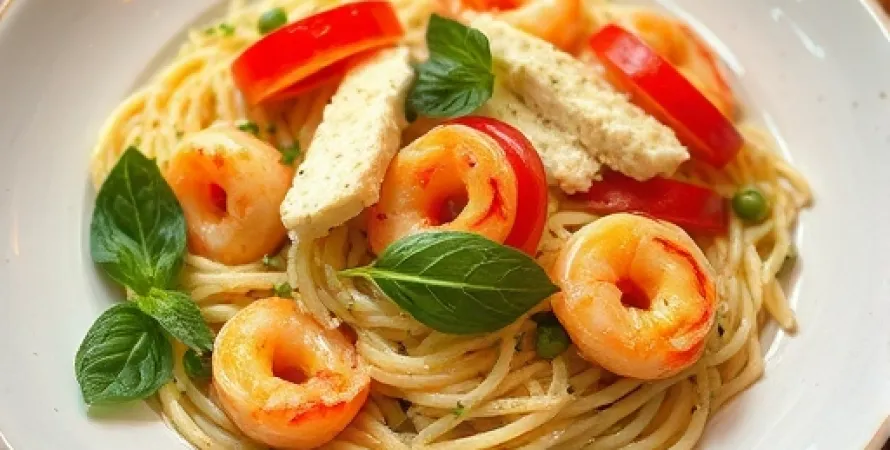 Orzo aux crevettes et fromage de chèvre