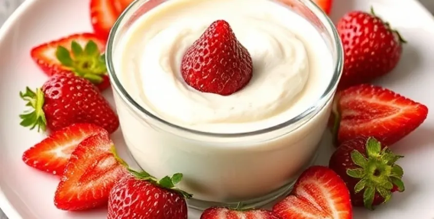 Dessert de fraises léger