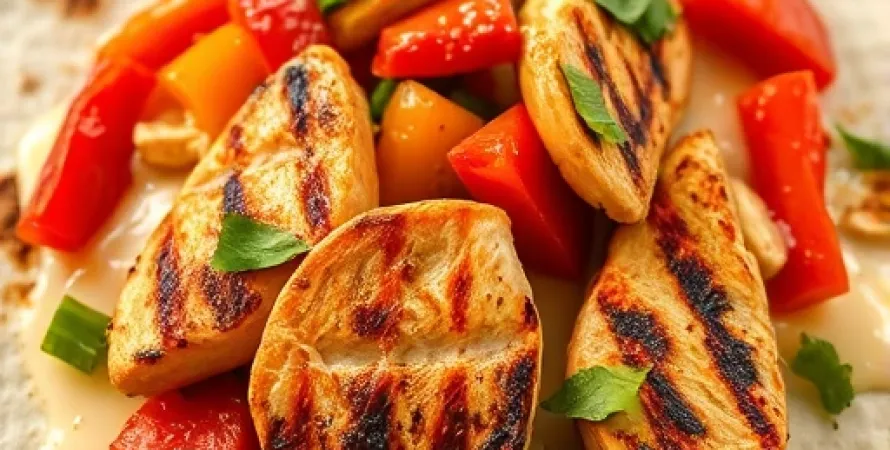 Quesadillas au poulet grillé et poivrons