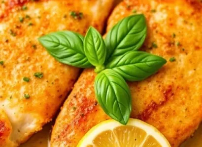 Côtelettes de poulet panées au citron et basilic