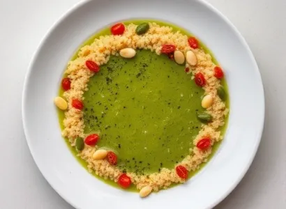 Potage d'arachides aux vert de moutarde