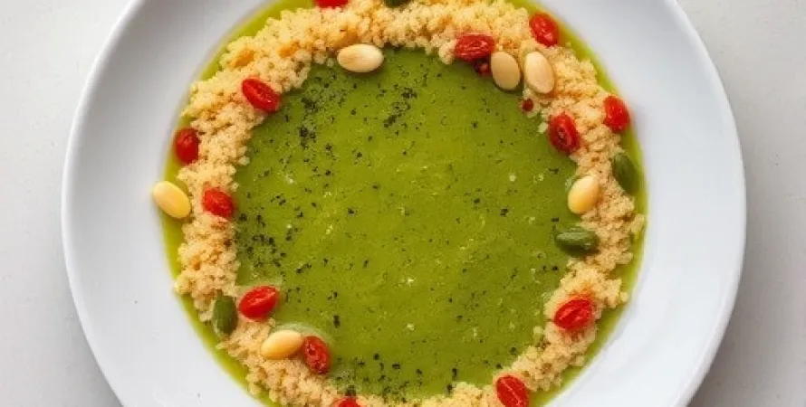 Potage d'arachides aux vert de moutarde