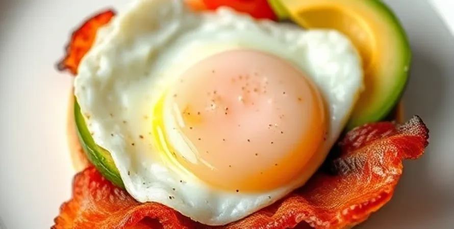 Oeuf, bacon, avocat et tomate