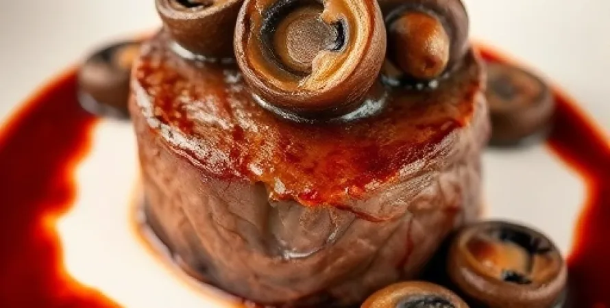 Filet mignon au merlot et wild mushrooms