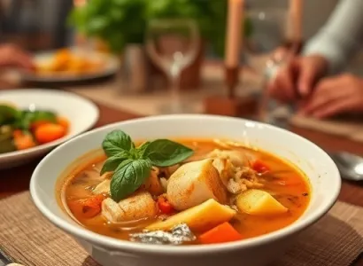 Potage de dinde au basilic
