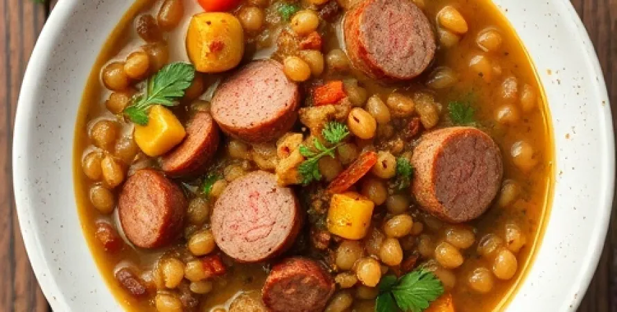 Potage de lentilles et kielbasa