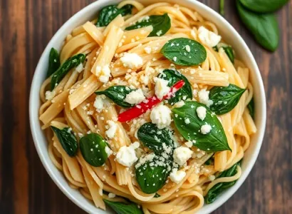 Pâtes orzo au spinat et feta