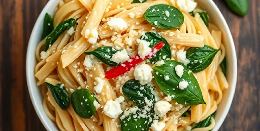 Pâtes orzo au spinat et feta