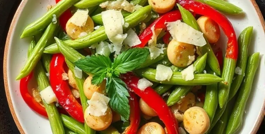 Haricots et poivrons au parmesan