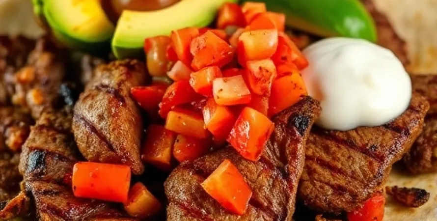Fajitas de boeuf grillées avec avocat