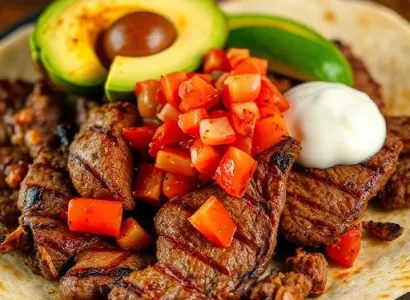 Fajitas de boeuf grillées avec avocat