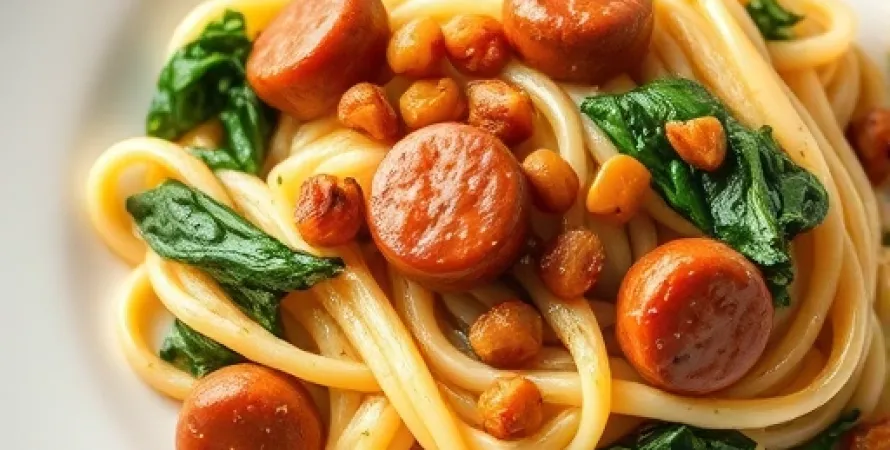 Pâtes au sausage et haricots