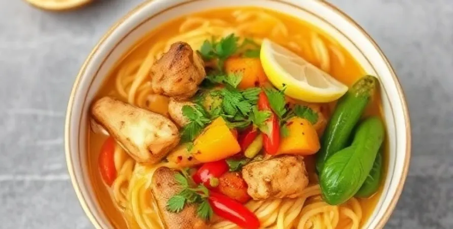 Bol de nouilles au curry de noix de coco