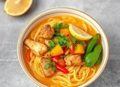 Bol de nouilles au curry de noix de coco