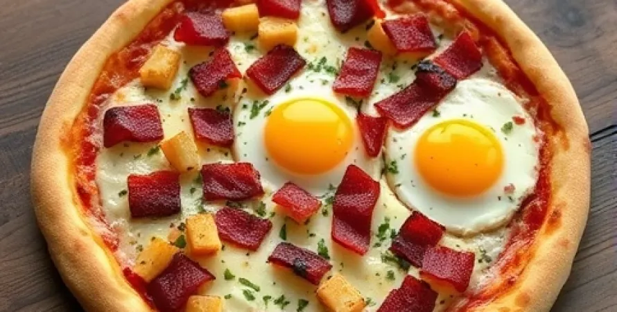 Pizza petit-déjeuner au bacon