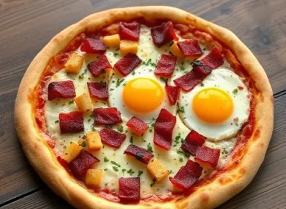 Pizza petit-déjeuner au bacon