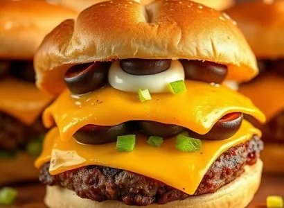 Burgers au fromage, aux olives et à la crème fraîche