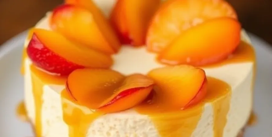 Cheesecake aux pêches caramélisées