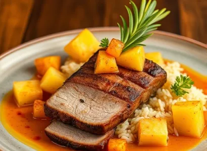 Côte de porc aux patates douces et ananas