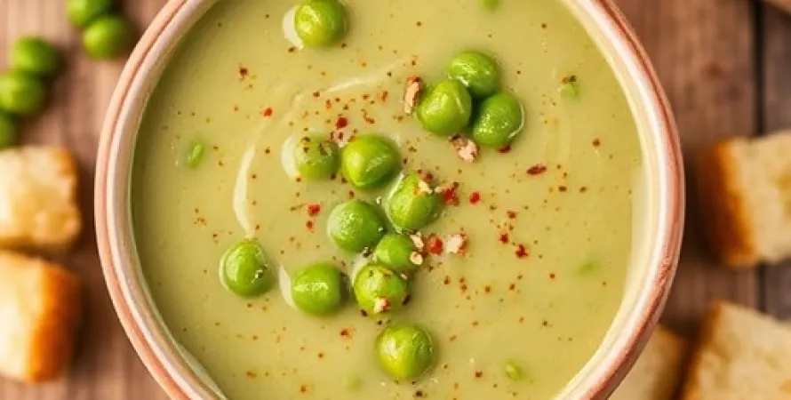 Potage de petits pois frais