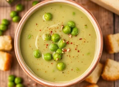 Potage de petits pois frais