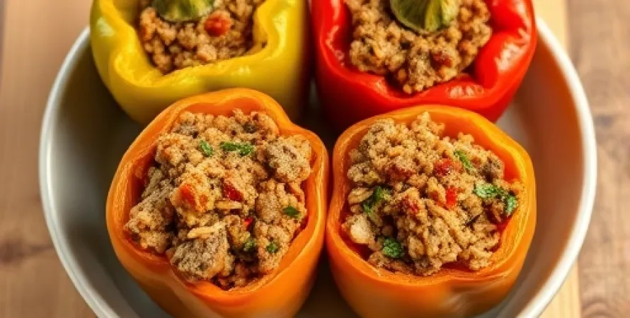 Poivrons farcis au boeuf et riz
