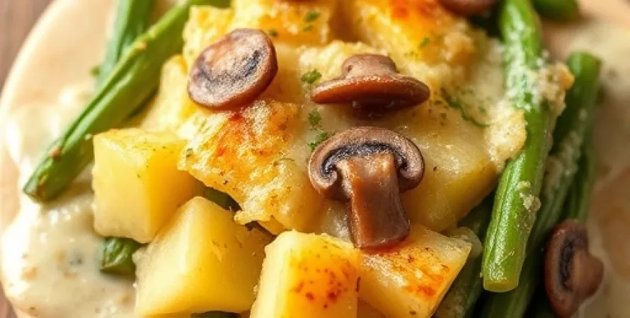 Gratin de pommes de terre et haricots verts