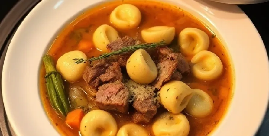 Soupe de boulettes de viande et tortellini