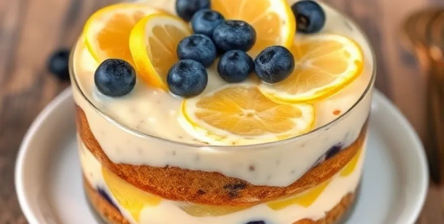 Trifle au citron et aux bleuets
