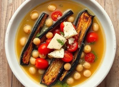 Soupe aux aubergines et pois chiches