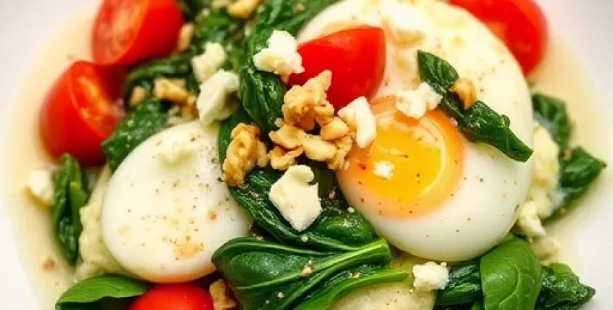 Oeufs brouillés aux épinards et tomates
