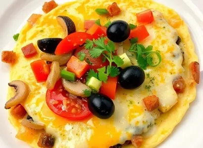 Omelette aux Fromages et Végétaux