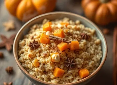 Petit déjeuner d'automne aux flocons d'avoine et à la citrouille