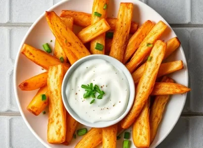 Frites de panais au four avec sauce au yogourt