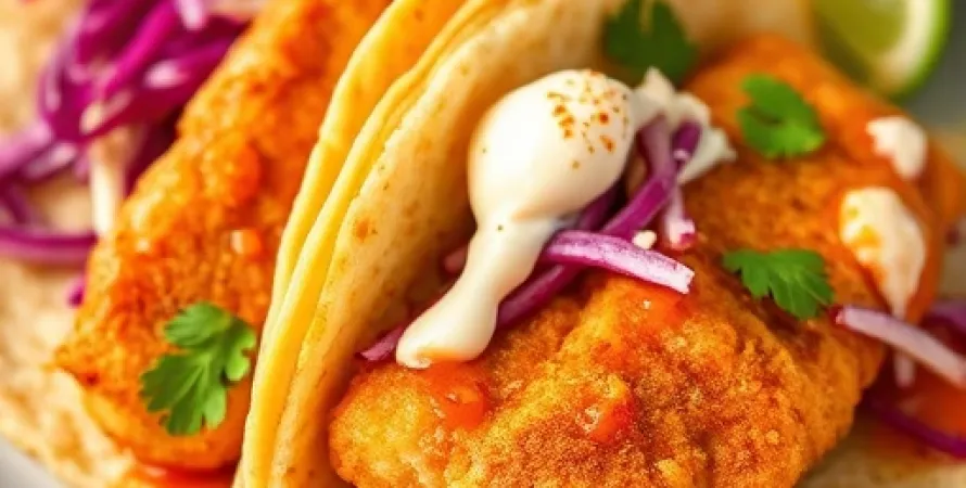 Tacos de poisson panés aux épices
