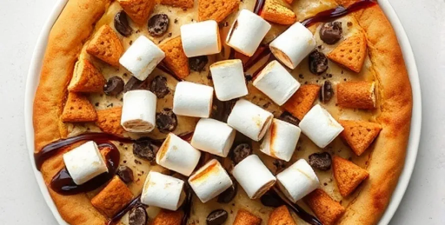 Pizza aux marshmallows et chocolat
