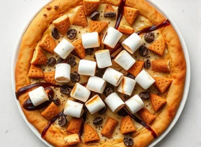 Pizza aux marshmallows et chocolat