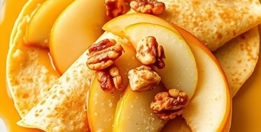Crepes aux pommes et noix vegan
