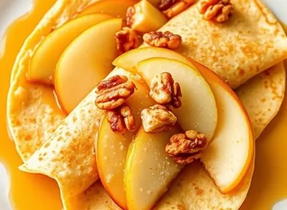 Crepes aux pommes et noix vegan